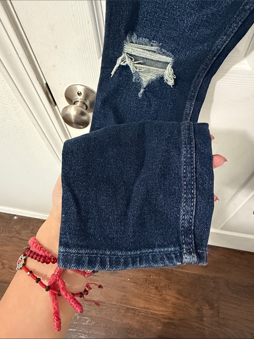 Abercrombie & Fitch Dark Blue Distressed High Rise Skinny Jeans 00 regular - Picture 5 of 6